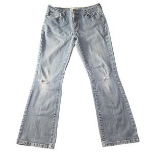 Levis 515 Bootcut Jeans Womens 12 Medium Blue Denim Mid Rise Distressed Stretch